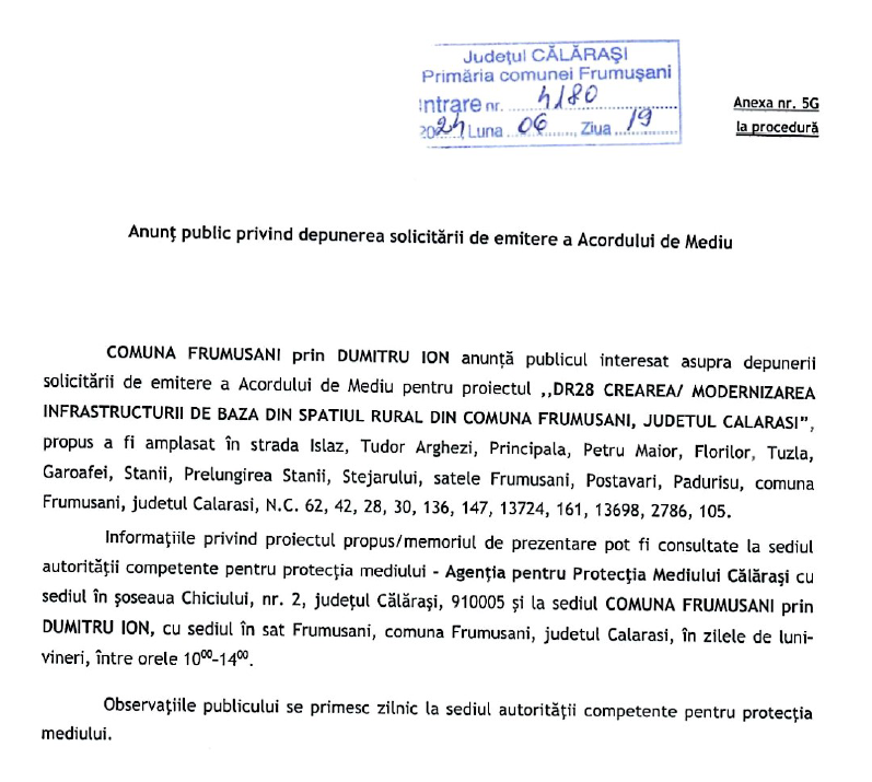 Anunt Dep Solic Emitere Acord Mediu