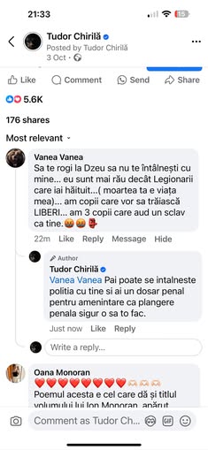 amenintare moarte Tudor Chirila